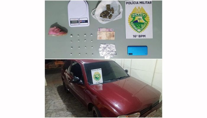 Candói - Polícia Militar recupera carro furtado, apreende drogas e prende quatro pessoas